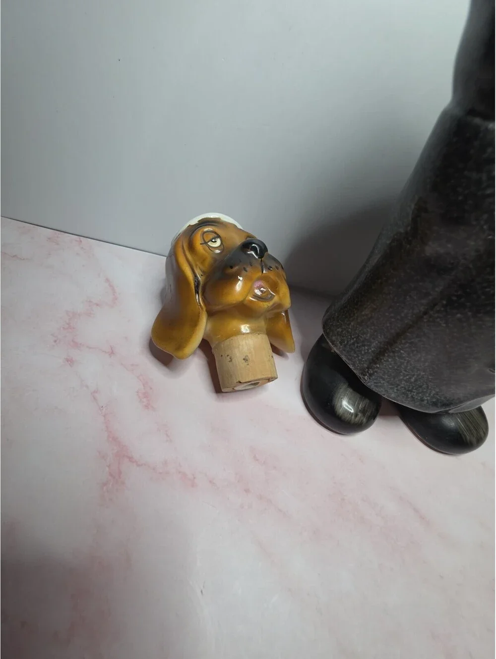 Vtg RARE Shields Fifth Avenue Japan Hangover Basset Hound Dog Decanter Figurine